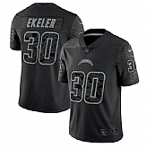 Men's Los Angeles Chargers #30 Austin Ekeler Black Reflective Limited Stitched Football Jersey,baseball caps,new era cap wholesale,wholesale hats